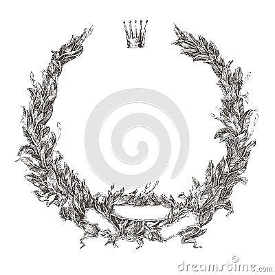 Engraving floral wreath laurel wreath illustration Cartoon Illustration