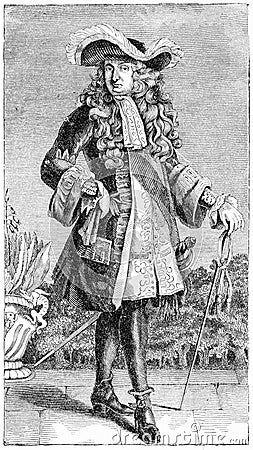 Engraving of the French king, Louis XIV Stock Photo