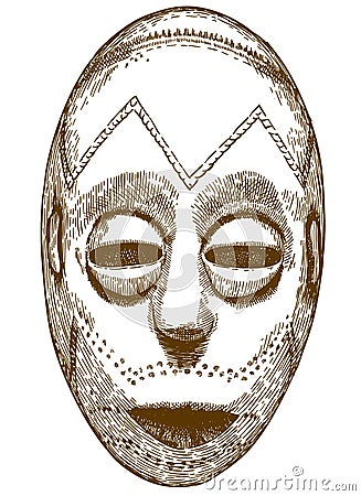 Engraving illustration of african mask Vector Illustration