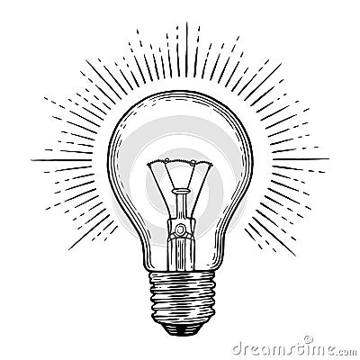 Engraving light bulb Vector Illustration