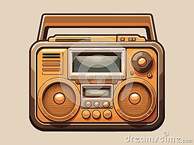 Engraving retro vintage woodcut modern style music audio boombox speaker for cassettes types. Can be used like logo or icon. Vector Illustration
