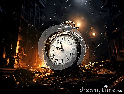 engraving of vertical shot of time is money, vector cartoon concept Stock Photo