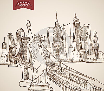 Engraving vintage hand drawn vector United States Vector Illustration