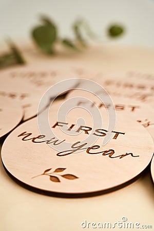 Engraving on a wooden plate Stock Photo