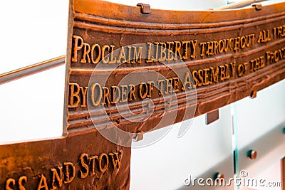 Engravings on the liberty bell Editorial Stock Photo