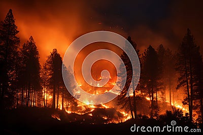 engulfed forest fires, environmental problems and disaster Stock Photo