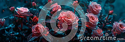 Enhance roses with a dusting of shimmering diamond dust or glitter, adding a touch of sparkle and extravagance to the Stock Photo