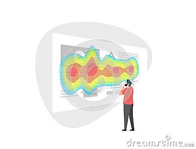 Enhance website performance with heatmap SEO analytics. Track user behavior through mouse and eye tracking on desktop Vector Illustration