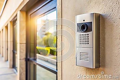 Enhance Your Apartment Security with a Modern WallMounted Camera Intercom System Streamlined Access Enhanced Safety and Stock Photo