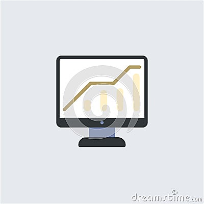 Analyzing Computer Monitor Statistics for Data Insights Vector Illustration