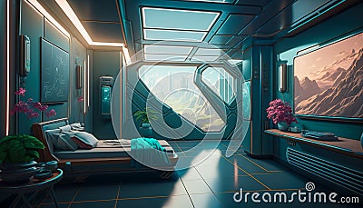 Enhanced patient care, a look into the futuristic patient room of tomorrows hospitals, Generative AI Stock Photo