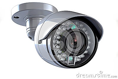 Enhanced Security Isolated CCTV Security Camera on White Background. created with Generative AI Stock Photo
