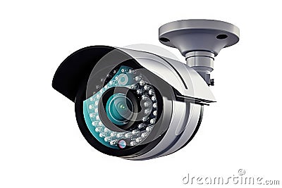 Enhanced Security Isolated CCTV Security Camera on White Background. created with Generative AI Stock Photo