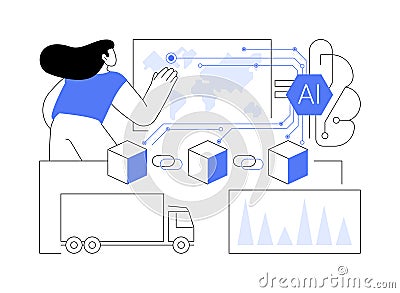 Enhanced Transparency with AI-Backed Blockchain abstract concept vector illustration. Vector Illustration