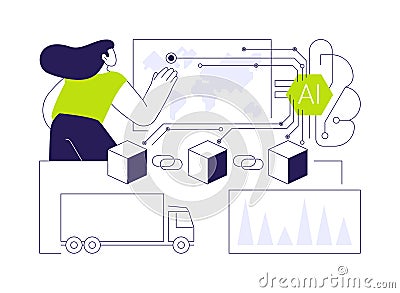 Enhanced Transparency with AI-Backed Blockchain abstract concept vector illustration. Vector Illustration