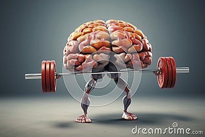 Enhancing Cognitive Power Strength Training for the Brain and Neuron Development, Generative Ai Stock Photo
