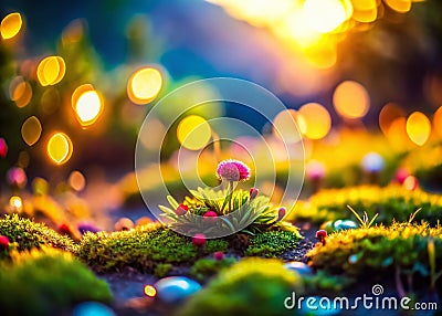 Enhancing Depth of Field A Stunning TiltShift Macro Lens Overlay on a Soft Bokeh Background Stock Photo