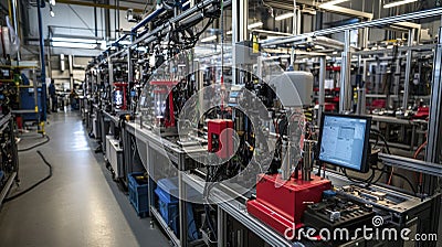 Enhancing resource utilization in modern factories efficient low-cost production line from a high-tech perspective Cartoon Illustration