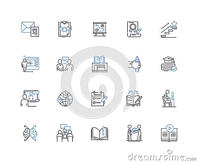 Enhancing skills line icons collection. Improve, Practice, Develop, Refine, H, Master, Learn vector and linear Vector Illustration