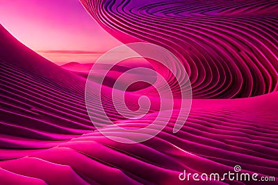 Enigmatic Beauty: Surreal Gradient Magenta-Pink Satin Texture Background with Unpredictable and Chaotic Folds with Generative AI Stock Photo