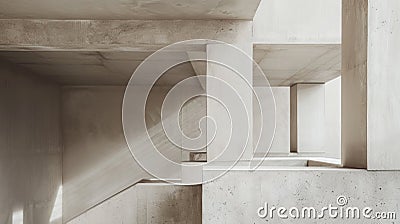 Enigmatic Concrete Structures A Play of Light and Shadow Unveiling Intriguing Depth Stock Photo