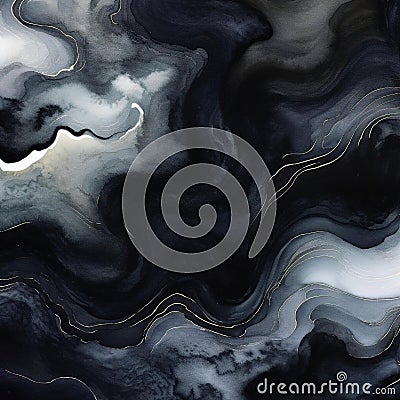 Enigmatic Elegance: Black Abstract Watercolor Background Stock Photo