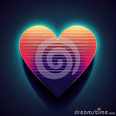 The enigmatic illumination. A neon neart, ablaze with vivid colors and enchanting patterns, conveying love's Stock Photo