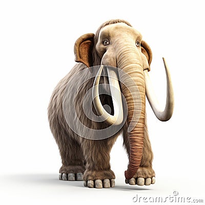 Enigmatic Mammoth: A Colorized 3d Cartoon On White Background Stock Photo