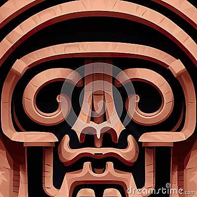 Enigmatic monkeyg God. Captivating closeup of Mayan totem head. Fictional image in ancient ethnic style. AI-generated Stock Photo
