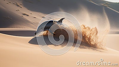 Dolphins Amidst the Desert Sands. Generative AI Stock Photo