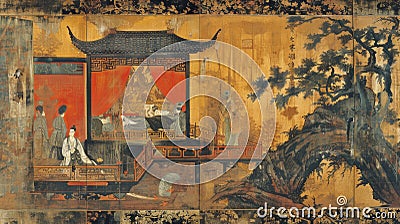 Enigmatic Opium-Divan: Intriguing Glimpse into 19th Century Chinese Culture Stock Photo