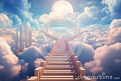 Enigmatic Stairway to heaven. Generate Ai Stock Photo