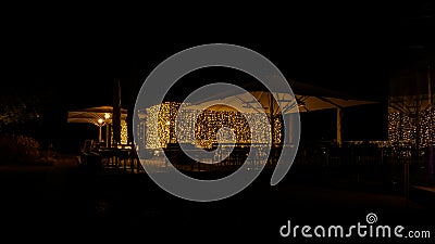 Night cafe with elegant illumination Stock Photo