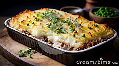 Shepherd's Pie: Classic Ground Meat Pie with Mashed Potato Topping Stock Photo