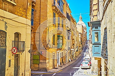 Walk the Old Mint street, Valletta, Malta Stock Photo