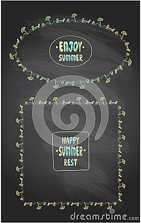 Enjoy summer, happy summer rest, quote lettering cards on a chalkboard Vector Illustration