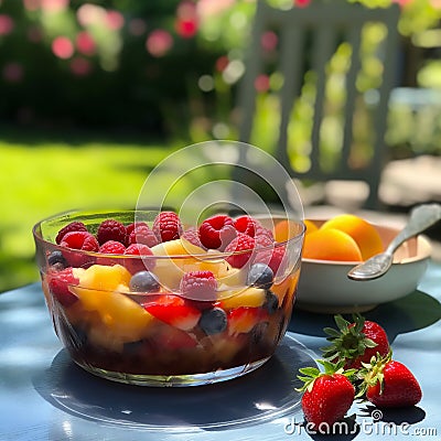 Refreshing Beachside Fruit Salad Stock Photo