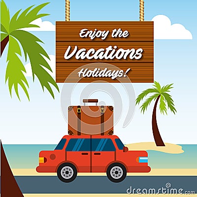 Enjoy vacations travel isolated icon Vector Illustration