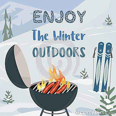 Enjoy winter outdoors Vector Illustration