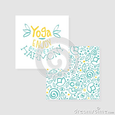 Enjoy Yoga Ayurvedic Harmony Studio Card, Flyer Template Hand Drawn Vector Illustration Vector Illustration