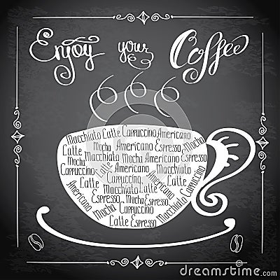 Enjoy your coffee, logo or background, Vector Illustration