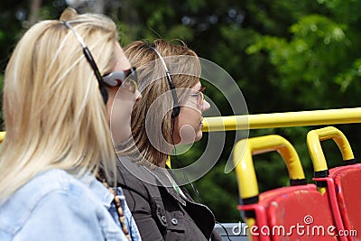 Enjoying a bus tour Stock Photo