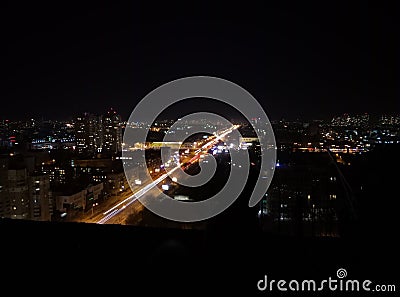 City nightlife with exposure Stock Photo