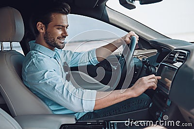 Enjoying his drive. Stock Photo