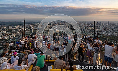 Enjoying sunset on King Power Mahanakhon building rooftop Editorial Stock Photo