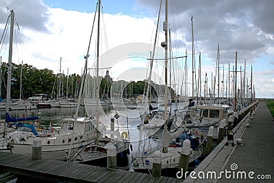 Enkhuizen, historical marina filled with sailing ships Editorial Stock Photo