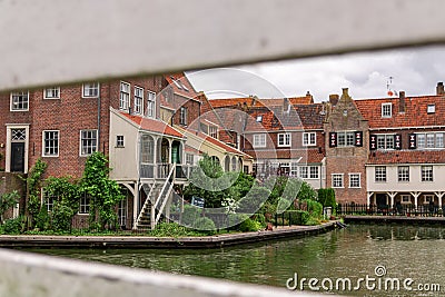 ENKHUIZEN, THE NETHERLANDS - AUGUST 3, 2019: Common enkhuizen`s houses for sale Editorial Stock Photo