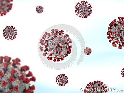 Enlarged Isolated Coronavirus Sars Covid-19 cells Stock Photo