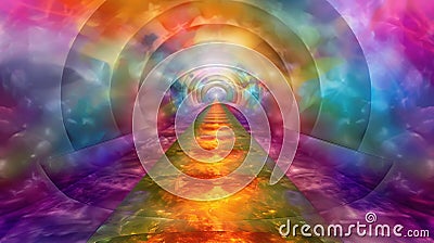 Enlightened Journey, Abstract Digital Pathway to the Divine. Generative Ai Stock Photo