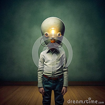Enlightened Mind: Pupil with Lightbulb Head - generative ai Stock Photo